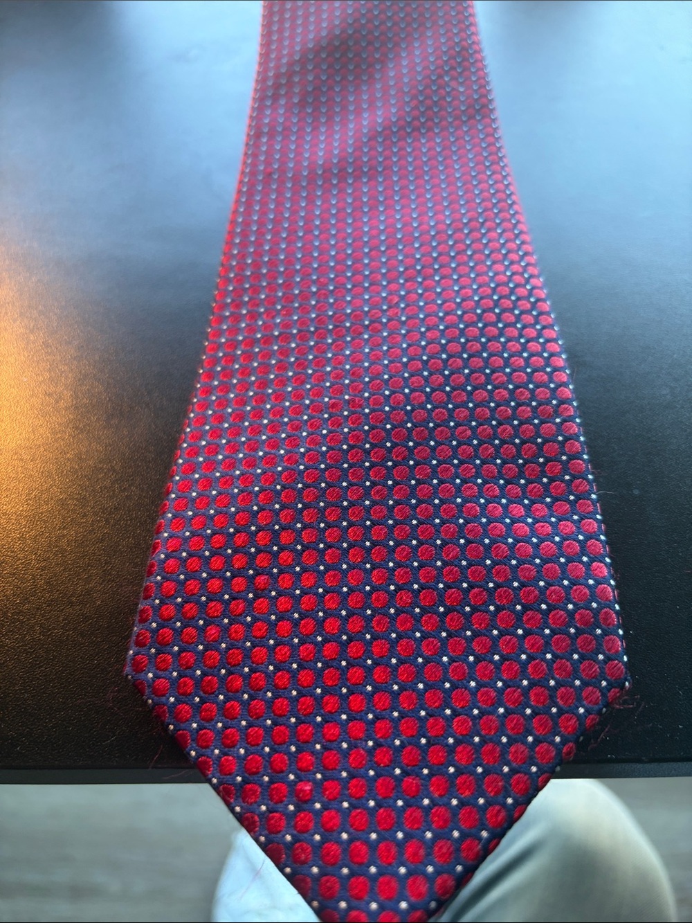 Stafford Red and Blue Geometric Dot Men’s Tie